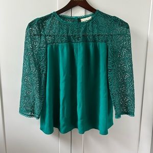 Holiday blouse lace accents